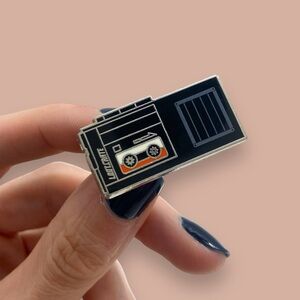 Vintage Black Cassette Player Loot Crate Novelty Pin